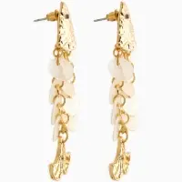 Серьги "Морской мир" чешуя рыбки, цвет белый в золоте