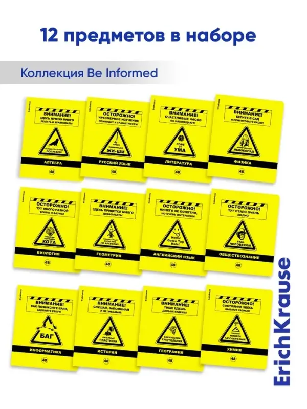 Комплект предметных тетрадей ErichKrause. Be Informed, 12 предметов, 48 листов, со справочным материалом, пластиковая обложка