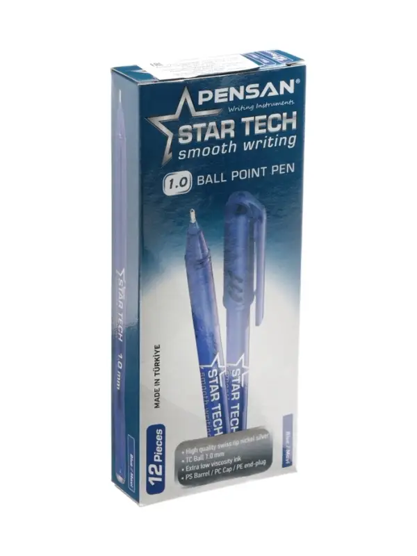 Ручка шариковая Pensan. Star Tech, синий стержень, игольчатый узел 1 мм, на масляной основе