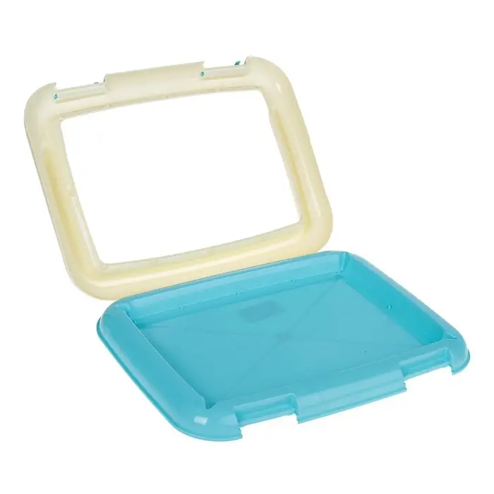 Туалет для собак, 46.5&times;35.5&times;5.5 см, со съёмным бортом, решёткой и столбиком, пластик, голубой