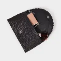 Сумка клатч плетёная из пальмового листа, 28&times;16&times;2 см, чёрная