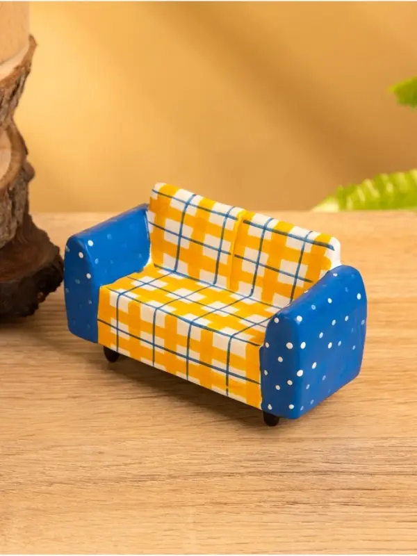 Мебель для кукол &laquo;Кресло&raquo;, 10&times;4&times;5.5 см, дерево, жёлто-синяя
