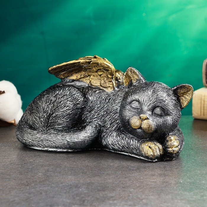 Копилка Копилка "Котенок ангел" 21х12см, серебро с позолотой