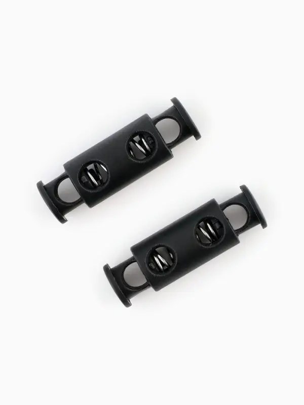 Фиксатор для шнура, двойной, d=5 мм, 11&times;33 мм, 30 шт., чёрный