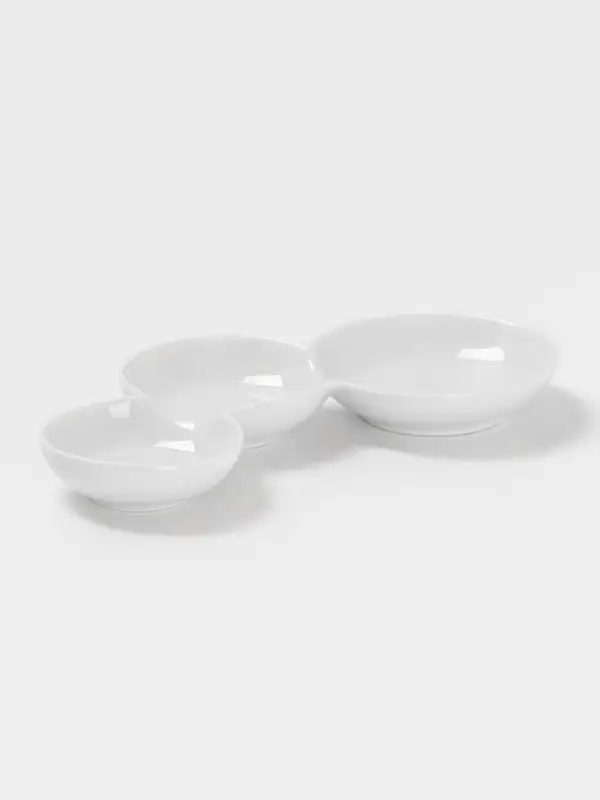 Менажница &laquo;Атом&raquo;, 3 секции, 20&times;12 см, керамика, белая