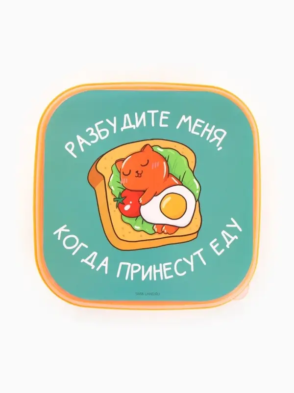 Ланч - бокс квадратный с секциями и ложкой &laquo;Разбудите меня&raquo;, 14.5&times;6 см