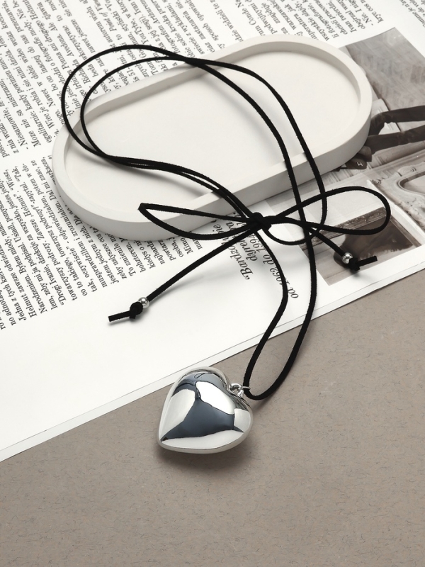 Портупея с кулоном «Сердечко» гладкое, трансформер, цвет серебро, 150 см