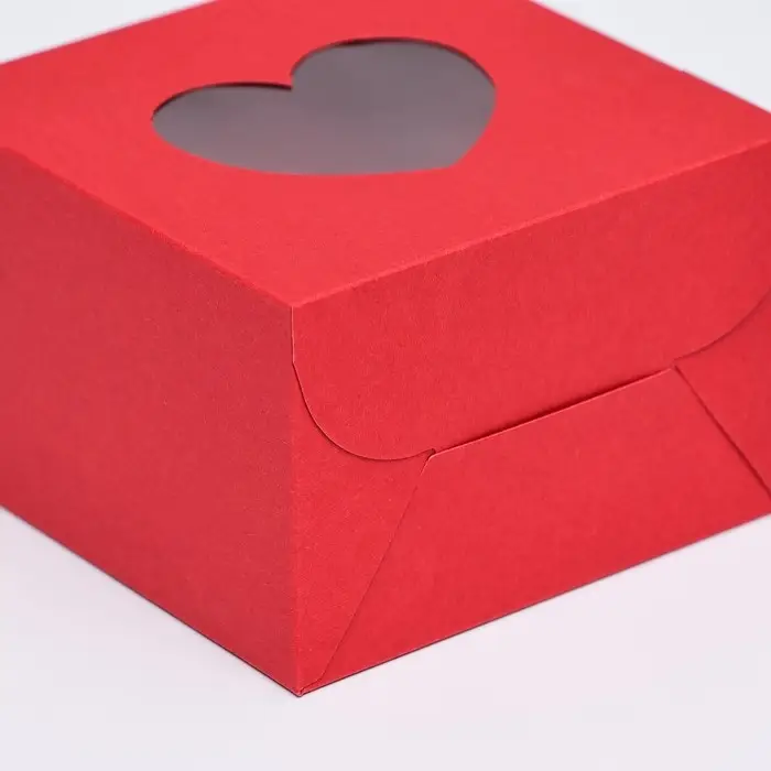Коробка сборная, красная, 10&times;10&times;6.5 см