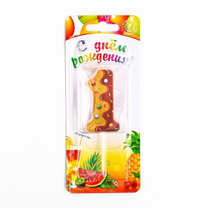 Свеча для торта «Печенье с шоколадной глазурью», цифра 1, 5.5 см Свеча для торта «Печенье с шоколадной глазурью», цифра 1, 5.5 см