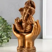 Фигура гипс "Ганеш в руках", высота 21см, бронза