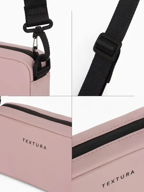 Сумка женская кросс-боди TEXTURA на молнии, 19&times;6&times;10.5 см, розовая