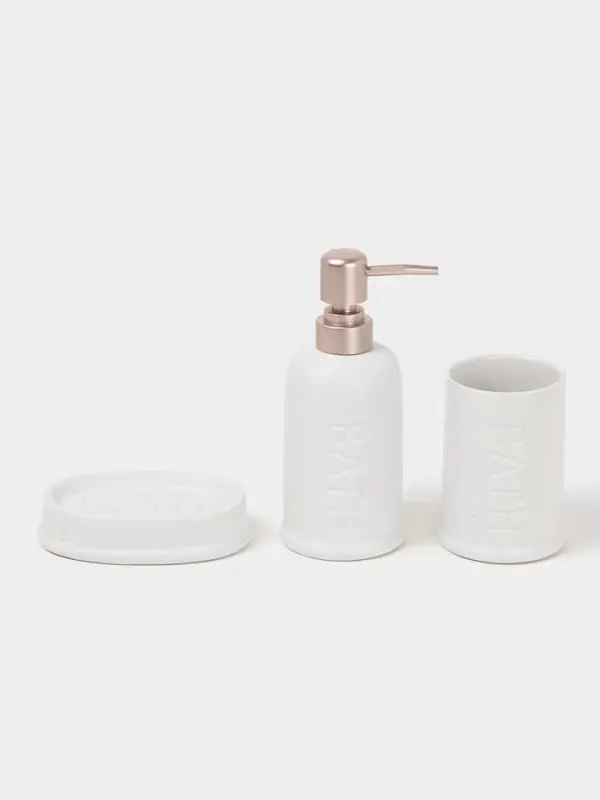Набор для ванной &laquo;Бэкки&raquo;, 3 предмета, мыльница, дозатор для мыла, стакан, белый