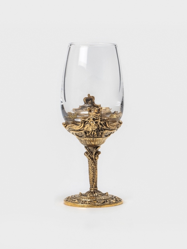 Рюмки для водки "Царь зверей", подарочный набор на 3 персоны, рюмка 50 мл, золото