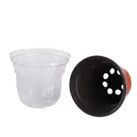 Горшок для рассады, с крышкой, 300 мл, d=9.5 см, h=8 см, мягкий пластик, терракот, Greengo