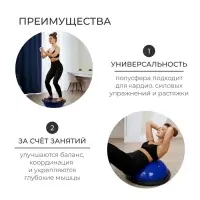 Полусфера BOSU гимнастическая ONLYTOP, 58&times;25 см, с насосом, синяя