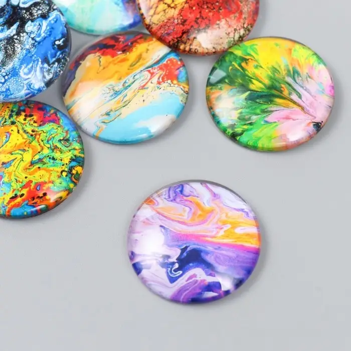 Декор (кабошон) для творчества стекло Декор (кабошон) для творчества стекло "Природные краски" МИКС d=3 см