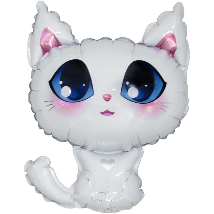 Шар фольгированный 15" &laquo;Котёнок&raquo;, мини-фигура, белый