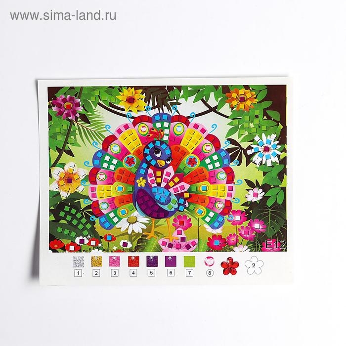 Мозаика стикерная «Павлин» блестки, стразы Мозаика стикерная «Павлин» блестки, стразы