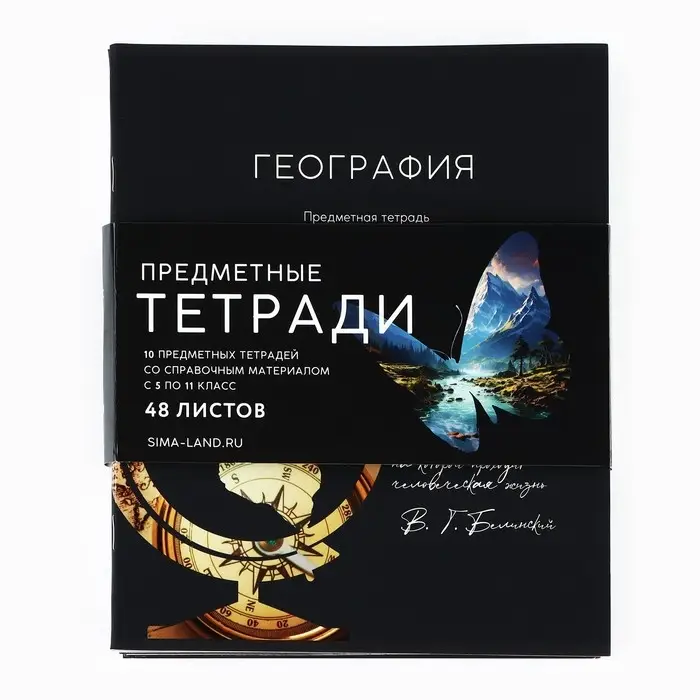 Тетради предметные, 48 л., набор из 10 шт., блок №1, софт тач лам, уф лак &laquo;Силуэт&raquo;