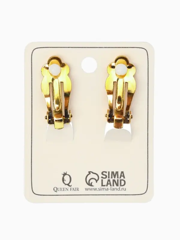 Серьги клипсы для ушей QF &laquo;Жемчужный овал&raquo;, белая в чернёном золоте