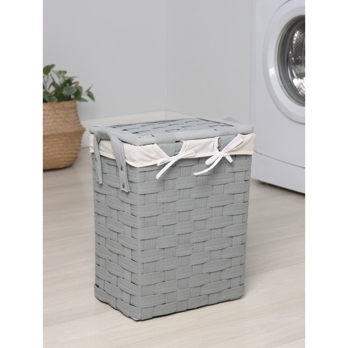 Корзина для белья Доляна «Плетение», 37×24×42 см, цвет серый Корзина для белья Доляна «Плетение», 37×24×42 см, цвет серый