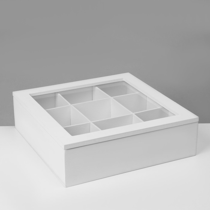 Подставка универсальная «Шкатулка дерево» 9 ячеек, 24×24×7 см, цвет белый Подставка универсальная «Шкатулка дерево» 9 ячеек, 24×24×7 см, цвет белый