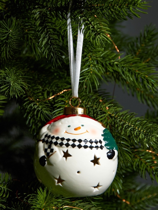 Елочный шар Елочный шар "Снеговик" 10х8.6х8.6, 1 LED, LR44x3(в компл.), Т/БЕЛЫЙ