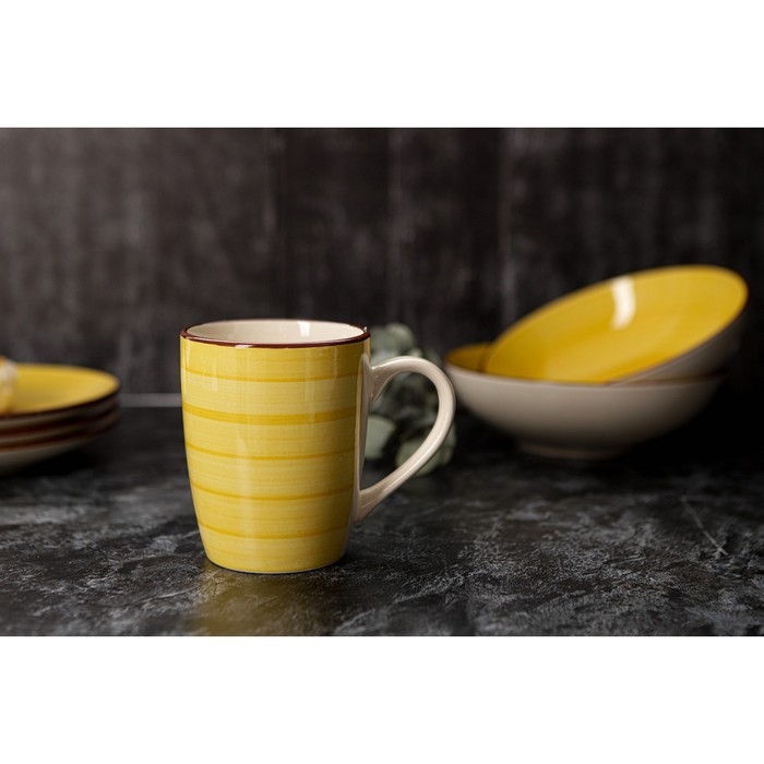 Кружка Доляна «Морской мир», 360 мл, керамика, цвет жёлтый