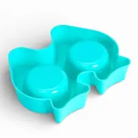 Миска двойная &laquo;Рыбы&raquo;, 2&times;250 мл, фигурная, пластик, голубая