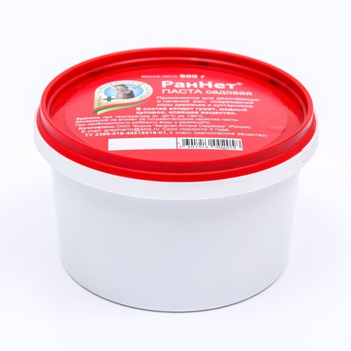 Паста для заживления повреждений садовых деревьев РанНет,  600 г Паста для заживления повреждений садовых деревьев РанНет,  600 г