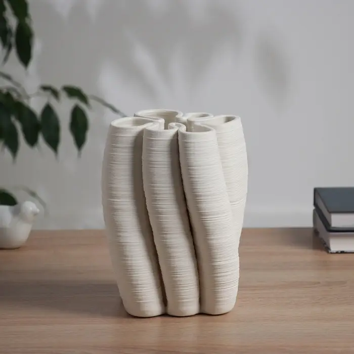 Ваза керамика настольная Ваза керамика настольная "Алойз" трубочки, 18,5х12 см, белый