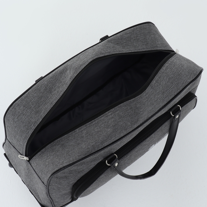 Сумка дорожная на колёсах, наружный карман, цвет серый Сумка дорожная на колёсах, наружный карман, цвет серый