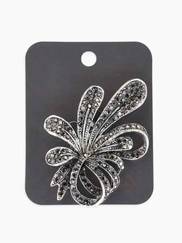 Брошь &laquo;Завиток&raquo;, из листьев, серая в чернёном серебре