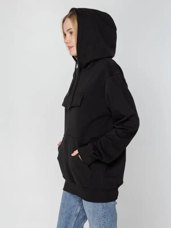 Худи унисекс с карманом на груди Chest Pocket, черное, размер XS/S Худи унисекс с карманом на груди Chest Pocket, черное, размер XS/S