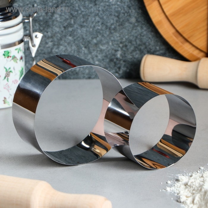 Набор форм для выпечки и выкладки «Круг», d=10 см, h=5 см, нержавеющая сталь, 2 шт. Набор форм для выпечки и выкладки «Круг», d=10 см, h=5 см, нержавеющая сталь, 2 шт.