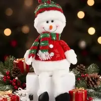 Игрушка мягкая &laquo;Снеговик в полосатом колпаке с длинными ножками&raquo; 48&times;23 см