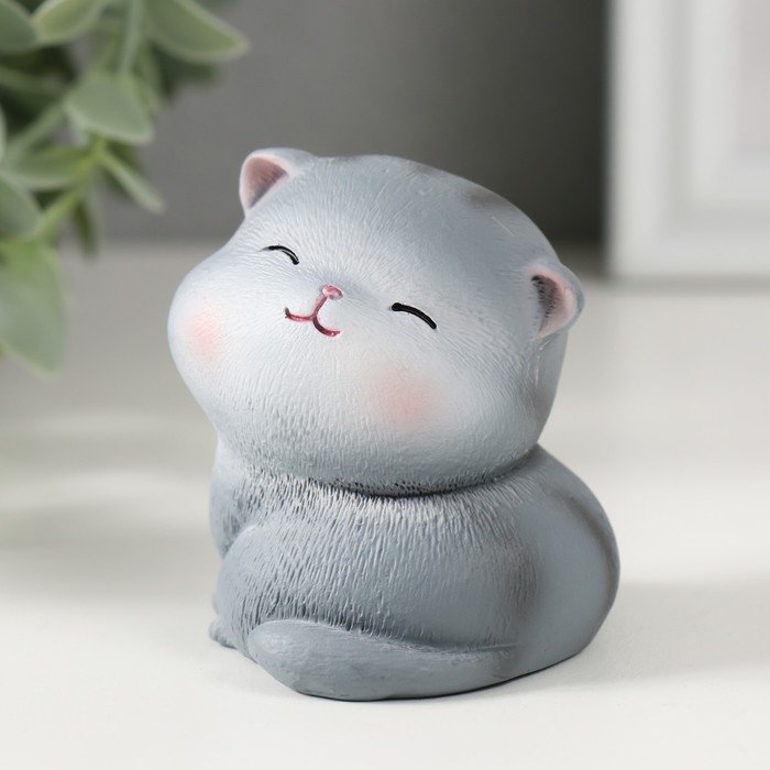 Сувенир полистоун Сувенир полистоун "Довольный серый котик" 6х5,5х6,5 см