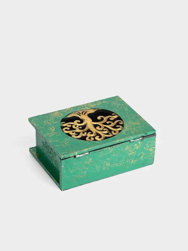 Шкатулка &laquo;Древо&raquo;, 19&times;14&times;7 см, МДФ, зелёная