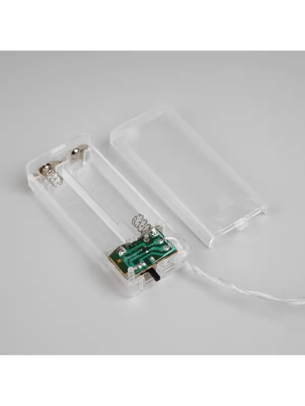 Гирлянда &laquo;Нить&raquo; 2 м роса с насадками &laquo;Прищепки-ёлки&raquo;, IP20, серебристая нить, 20 LED, батарейки ААх2 (нет в комплекте), свечение тёплое белое