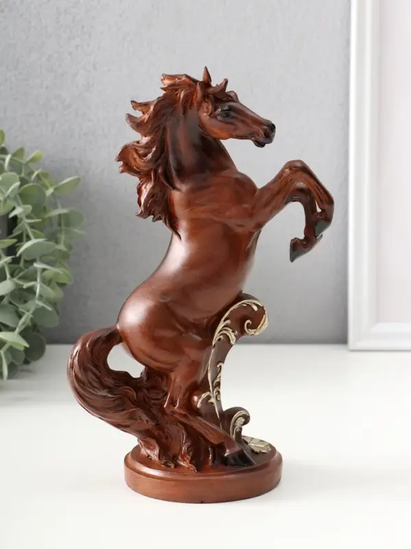 Сувенир полистоун Сувенир полистоун "Конь на дыбах, золотой узор" под дерево 14х9х24 см