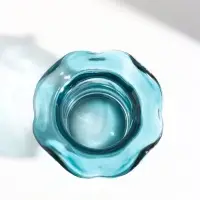 Подсвечник стекло на 1 свечу "Волна" морская волна d=4,5 см 10,5х10,5х7 см