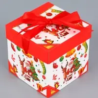 Коробка Самосборная "Дед мороз и Елка" 15х15х15 см 10724301