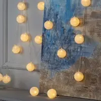 Гирлянда &laquo;Нить&raquo; 5 м с насадками &laquo;Клубки белоснежные&raquo;, IP20, прозрачная нить, 20 LED, свечение тёплое белое, 220 В