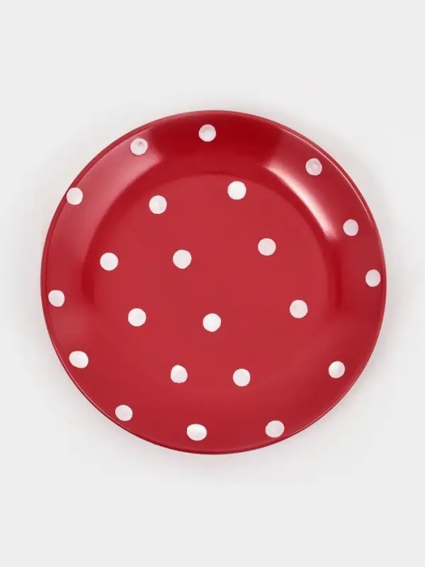 Тарелка Доляна &laquo;Красный горох&raquo;, d=21 см, керамика, красная