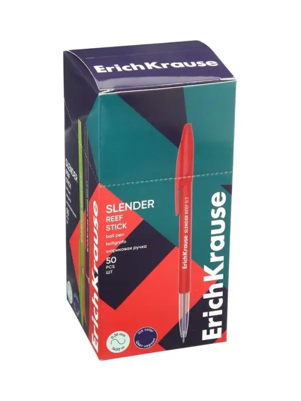 Ручка шариковая ErichKrause Slender Stick Reef, узел 0.7 мм, синяя