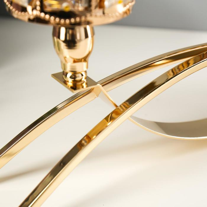 Подсвечник металл, стекло на 3 свечи Подсвечник металл, стекло на 3 свечи "Кристаллы - грани" золото 22,5х41х8 см