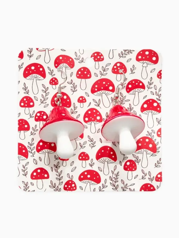 Серьги пластик &laquo;Мухомор&raquo;, красно-белые в серебре