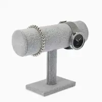 Подставка для часов, браслетов, цепочек &laquo;Мини&raquo;, флок, 16&times;6&times;14 см, d=5 см, цвет серый