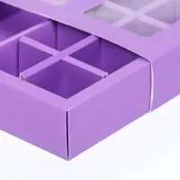 Коробка для 8 конфет + шоколад, с окном, сиреневая, 17.7&times;17.7&times;3.8 см