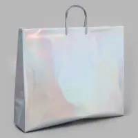 Пакет подарочный ПВХ, голография, серебро, пластиковая ручка, 50&times;42&times;12 см